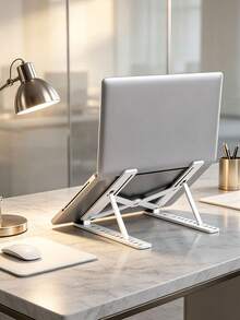 Laptop Stand, Foldable, Height Adjustable, Suitable For Laptop, Phone, Books, Ergonomic Design, Non-Slip Rubber Pads, Suitable For Home, Office, Travel, Bedside Use, Portable And Lightweight, Foldable, Easy To Store, Laptop Accessories - Multicolor - View 5