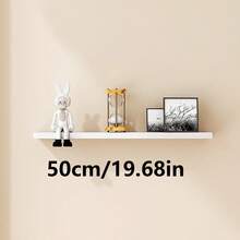 Estantería de pared de un solo nivel, estante de almacenamiento creativo para la pared, decoración de pared de fondo de la sala de estar, montado en la pared - Blanco - Ver 9