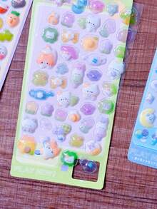 Cute 3D Cartoon Animal Crystal Stickers, Transparent Embossed Stickers, Fun Phone Case Decoration Stickers - Multicolor - View 8