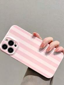 1pc Minimalist Girl Style Pattern Perforated Glossy Film Full Coverage Hard Phone Case Compatible With IPhone 11/12/13/14/15/16 Pro Max - Multicolor - View 2