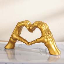 1pc Hand Gesture Desktop Decor, Skeleton Couple Statue, Creative Wedding Home Ornament, Heart-Shaped And Hand-Shaped Small Sculpture, Suitable For Living Room, Bookshelf, Coffee Table, Home Decor, Bedroom, Office, Student Use, Halloween Gift, Winter Valentine's Day Gift - Multicolor - View 12