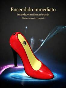 Encendedor Viral en Forma de Zapato de Tacón, Encendedor Recargable de Gas Butano, Diseño Elegante, Ideal para Regalo Sorpresa, Uso Diario Portátil - 9184 Tacón ROJO - Ver 3