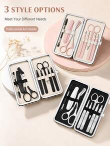 8-In-1 Eyebrow Grooming Set, Precision Facial Hair Tweezers Kit With Eyebrow Scissors, Facial Razor, Eyebrow Brush And Portable Storage Bag, Women's Daily Hair Removal Beauty Tools - Multicolor - View 1