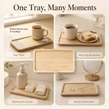 Compact Rectangular Bamboo Tray, Small Desktop Storage Tray - Apricot - View 4