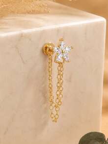 1Pc 925 Sterling Silver Gold Plated Hoop Earring Ear Cartilage Nose Rings Piercing Hypoallergenic Jewelry For Birthday Wedding Bridal Gift Men Women - Gold - View 10