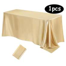 1pc Elegant White Satin Tablecloth: Perfect For Wedding Receptions, Parties And Home Decoration - Rectangular, Woven, Soft And Shiny - Multicolor - View 28