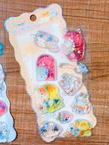Authentic 3D Colorful Water-Filled Liquid Glitter Crystal Stickers, Cute Rabbit Penguin Animal DIY Handmade Decoration Decals - Multicolor - View 14