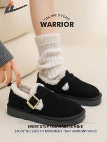 Warrior Comfortable Street Style Snow Boots For Women Autumn And Winter Comfortable Running Shoes Modest Style Casual Yet Sleek Sneakers Applicable Throughout The Year Wear-Resisting All-Day Wear Training Sneakers Warm Fleece-Lined Sneakers - Black - View 5
