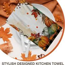 2/4/48pcs Autumn Series Multi-Color Pumpkin Border Pattern Printed Kitchen Towels - Ultra Soft, Highly Absorbent Polyester Tablecloths And Hand Towels, Perfect For Holiday Decor, Kitchen Decor, Party Decor. - Multicolor - View 8