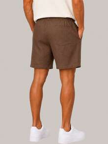 Kit 5 Shorts De Linho Bermuda Mauricinho Masculino Casual Basico Confortavel Detalhe Etiqueta De Couro (Preto+Branco+Marrom+Verde Militar+colorido) - Verde Menta - Visão 8