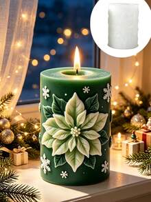 Holly Leaf Embossed Cylindrical Silicone Candle Mold, Reusable And Easy Release, Suitable For Aromatherapy Candles, Plaster, Epoxy Resin, Handmade Soap Crafts, Embossed Holly Leaf Cylindrical Design, Home Desktop Decor, Candle Making Mold, Suitable For DIY Enthusiasts, Christmas, New Year, Thanksgiving, Halloween - A - View 1