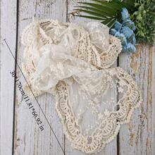 Newborn Photography Props Lace Pattern Fabric, Vintage Floral Embroidered Lace Swaddle For Baby Boys And Girls, Baby Photo Blanket, Bohemian Style Background Cloth, Photography Studio Props, Baby Shower Gift - Multicolor - View 3