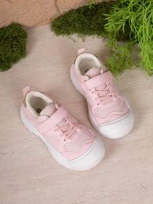 Children's Mesh Breathable Sports Shoes With Hook-And-Loop Anti-Collision Toe Cap Lightweight Casual Functional Sneakers For Girls - Pink - View 4
