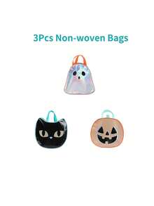 1pc/3pcs Happy Halloween Non-Woven Gift Bag – Durable, Reusable Tote With Handles Featuring Black Cat, Ghost, And Pumpkin Designs – Perfect For Halloween Gifts - Multicolor - View 12