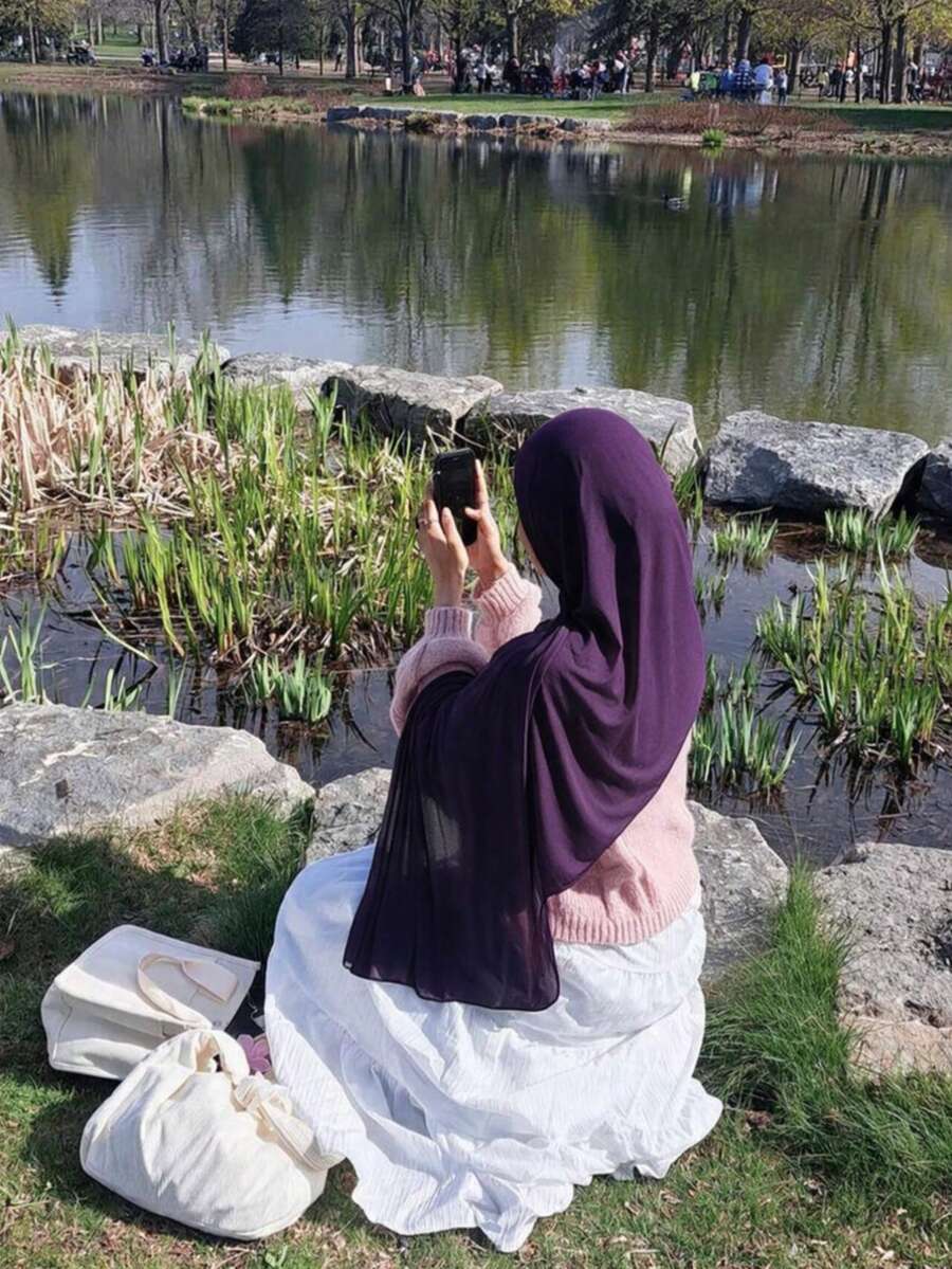 1件女款休閒雪紡希賈布頭巾，適合日常配戴