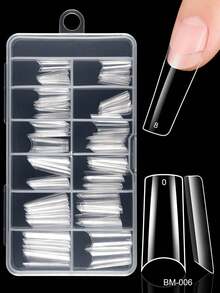 120pcs Matte Soft Gel Full Coverage Square Acrylic Artificial Toenail Tips For Nail Salon And Home Pedicure Nail Care Supplies - 無色 - 查看 8