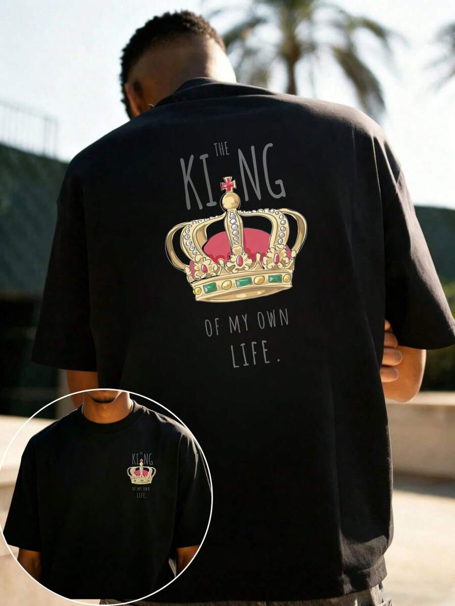 King Of My Own Life Graphic T-Shirt 100% Cotton 180 G/M² Crew Neck Breathable Regular Fit Summer Streetwear