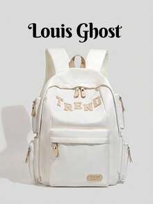 [Campus Commuter Backpack]A Perfect Collision Of And Gentle. Suitable For Different Outfit Scenarios, Commuting, School, Travel, And Dates. Multi-Layer Partitioned Storage Design With Main Compartment, Front Pocket, And Side Pockets, Providing Dedicated Space For Phone, Tablet, Stationery, And Water Bottle. - Multicolor - View 11