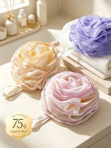 1PC/6PCSlegant Rose‑Shaped Bath Sponge Mesh Loofah, Soft Floral Body Shower Ball, Rich‑Foam Bathing Accessory With Hanging Loop, Gentle Exfoliating Shower Scrubber For Body Cleaning, Lovely Bathroom Supply For Home Daily Bath Use - Multicolor - View 7