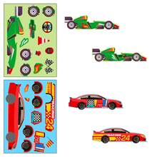 6 buah Stiker DIY Mobil Balap Sport, Stiker Kolase Mobil Balap Kartun, Hadiah Buatan Tangan Kreatif untuk Anak Laki-laki, Perlengkapan Kerajinan Buku Tenang - MultiWarna - View 4