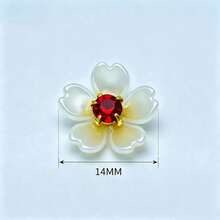200/100/50入/包，14MM 花朵圓形亮面水晶水鑽 DIY 平底黏貼式閃亮縫製珠飾，適用於衣服、包包、鞋子裝飾 - 紅色 - 查看 2