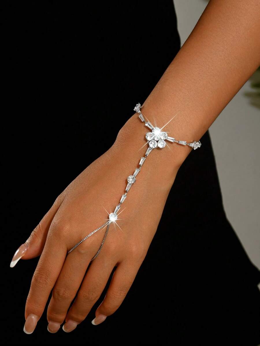 1pc Fashion Minimalist Flower Hand Chain, Summer Beach Party Jewelry, Suitable For Wedding Banquet - Multicolor - View 1