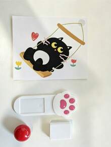 1 Set Cute Black Cat Toilet Lid Handle, Dopamine Color Touchless Self-Adhesive Toilet Lid Sticker, Bathroom Decor Sticker - Multiple Styles - View 9