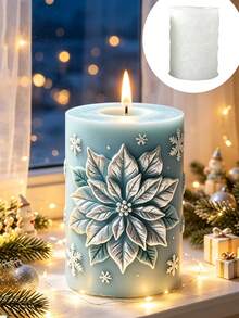Holly Leaf Embossed Cylindrical Silicone Candle Mold, Reusable And Easy Release, Suitable For Aromatherapy Candles, Plaster, Epoxy Resin, Handmade Soap Crafts, Embossed Holly Leaf Cylindrical Design, Home Desktop Decor, Candle Making Mold, Suitable For DIY Enthusiasts, Christmas, New Year, Thanksgiving, Halloween - A - View 3