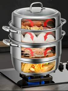 Multi-Layer Bottom Steamer Pot, Universal Stove, Large Capacity Steamer Pot, Stew Pot - View 5