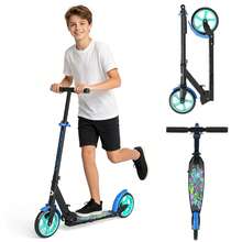Commugo T1 Kick Scooter For Kids 6-12, Teens, Foldable Lightweight Scooter With 8 Inch Wheels, Hell A Grip, Max Load 240 LBS, Gift For Childs Adjustable Height Handlebars - Blue - View 1