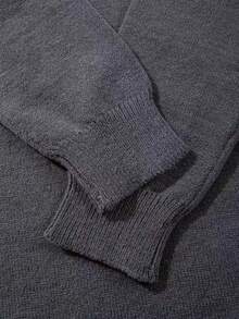 Men's Casual Loose Minimalist Commuting High-End Everyday Versatile Solid Color Knitted Long Sleeve Crew Neck Pullover Sweater, Autumn/Winter - Grey - View 6