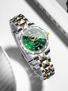 Women's Gift Watch With Gold-Tone Alloy Band, Digital Calendar Dial, Elegant Business Quartz Watch, Gift For Girlfriend (1pc/Set) Watch Box Not Included - Multicolor - View 5