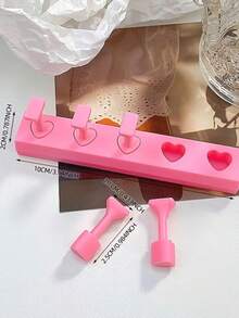 1pc Heart-Shaped Nail Art Holder, Non-Magnetic Transparent Acrylic Nail Art Stand, Practice Base & Display Rack, Nail Art DIY Tool - Multicolor - View 6
