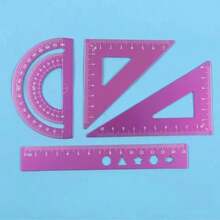 4-In-1 Metal Ruler Set: Protractor, Triangle Ruler, Geometry Set For Students, Measuring Tools, Angle Ruler, Aluminum Alloy Drawing Set - 4-in-1 - View 8