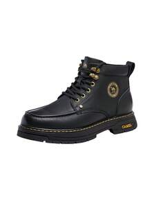 CAMEL CROWN Men's Water-Resistant High-Top Lace-Up Boots – Stylish, Non-Slip, Thick-Soled Work-Style Outdoor Boots - Black - View 2