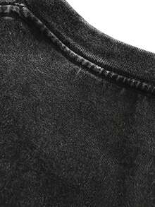 Letter Print Vintage Distressed Comfy Cotton T-shirt, Men's Casual Street Style Stretch Round Neck Tee Shirt for Summer - Svart - Visa 5