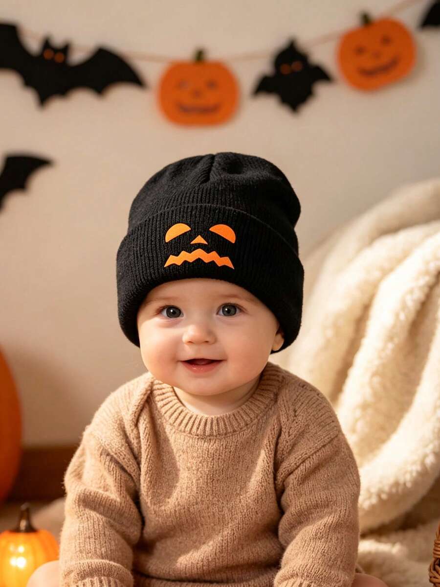 Halloween Gift Knitted Hat, Autumn/Winter Warm Baby Beanie, Suitable For Boys And Girls, Holiday Gift For Halloween And Christmas, 0-36 Months Newborn Hat - Multicolor - View 1