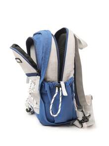 Unisex Mini Hiking Backpack, Color Block Small Outdoor Daypack With Elastic Rope Decor, Padded Adjustable Shoulder Straps - Multicolor - View 9