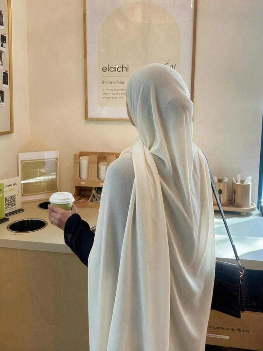 1件女款休閒雪紡希賈布頭巾，女用日常佩戴頭巾