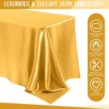 1pc Elegant White Satin Tablecloth: Perfect For Wedding Receptions, Parties And Home Decoration - Rectangular, Woven, Soft And Shiny - Multicolor - View 9