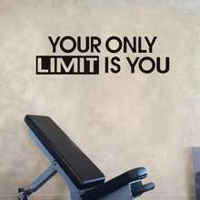 The Only Limit Is Yourself 健身房牆貼 勵志金句乙烯基貼紙，適用居家健身房、辦公室健身裝飾 - 黑色1件 - 查看 4