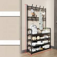 1pc 4-5 Tier Stainless Steel Shoe Rack - Space-Saving, Easy Assembly, Durable Design, Suitable For Entryway And Bedroom, Multi-Functional Hanging Hooks, Ideal Home, Living Room And Dorm Storage Solution, Ample Storage Space - Multicolor - View 9