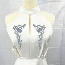 New Arrival Gold & Silver Floral Collar Applique – Garment Trim & Embroidery Motif Patch - Multicolor - View 8