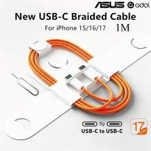 ASUS 60W USB-C To USB-C Braided Fast Charging Cable, 3.3ft Universal Type-C Braided Charging Cable Compatible With IPhone 17, 16 Pro Max, Samsung S25/S24, Laptops, MacBook Air, IPad, Switch, And All Type-C Devices. - Orange - View 8