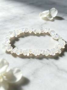 Natural Opal Asymmetric Chip Elastic Bracelet, Lucky Wealth Healing Crystal Beaded Jewelry Accessory (Natural Stone Color And Shape May Vary) - Multicolor - View 4