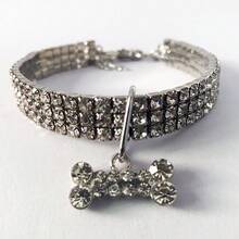 1pc Pet Collar, White Necklace, Suitable For Cats And Dogs, Decorated With Bone Pattern, Suitable For All Seasons - Silver - View 6