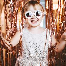 2pcs Rainbow Party Background Ribbon Decorations, Colorful Metallic Foil Tinsel Curtain, Shiny Metallic Background, For Party Decor - Multicolor - View 7