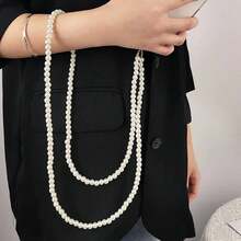 Long Faux Pearl Handmade Beaded Phone Lanyard Bag Strap Pearl Chain Shoulder Strap Versatile Replacement Anti-Loss Chain - Multicolor - View 7
