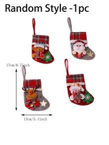 1pc Christmas Stocking Long Sock Burlap Tableware Holder Tableware Bag Santa Claus Snowman Reindeer Christmas Long Pants Christmas Party Table Decoration Fireplace Christmas Tree Hanging Decoration Home Decor - Multicolor - View 2