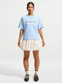 Nike Women's AS W NSW SS TEE BOXY Short Sleeve Knit Collarless T-Shirt TIW1213-407 - Dusty Blue - View 6